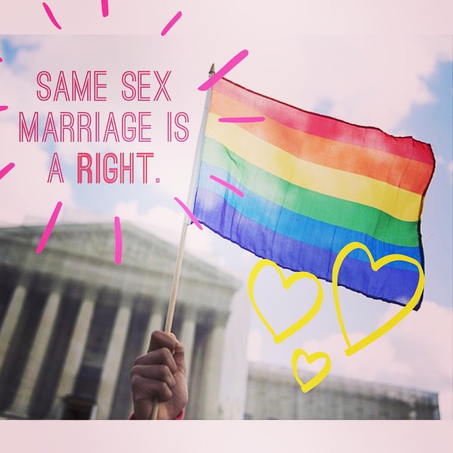 Shout out to the Supreme Court for ruling same sex marriage legal in all 50 states! Thank you to people who have dedicated their lives to make same sex marriage a RIGHT in this country! There is still so much work to be done, but this is a huge step in the right direction and sign of hope. 👭🎊👬 🌈#LOVEWINS #samesexmarriage #scotus #legalizegay #supremecourt #equality #hope